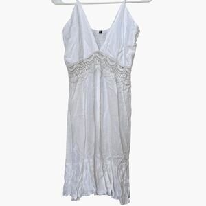 Raviya White Swim Cover-up Lace Crochet Eyelet Dress Medium NWT